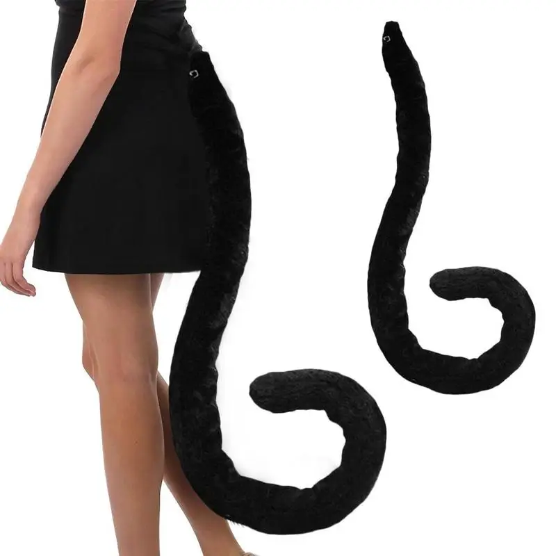 Cola de gato de pelo largo de algodón PP, Blanco/Negro, Cosplay, disfraz de juguete, accesorios de juego de imitación
