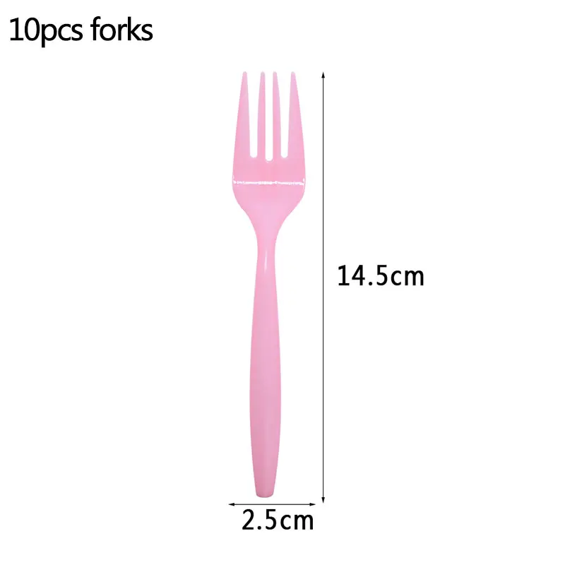 p04-10pcs forks Баннеры для мальчиков и девочек, вечерние принадлежности для украшения, одноразовая посуда для вечеринок, набор тарелок, чашки, соломинки, скатерть - Цвет: p04-10pcs forks