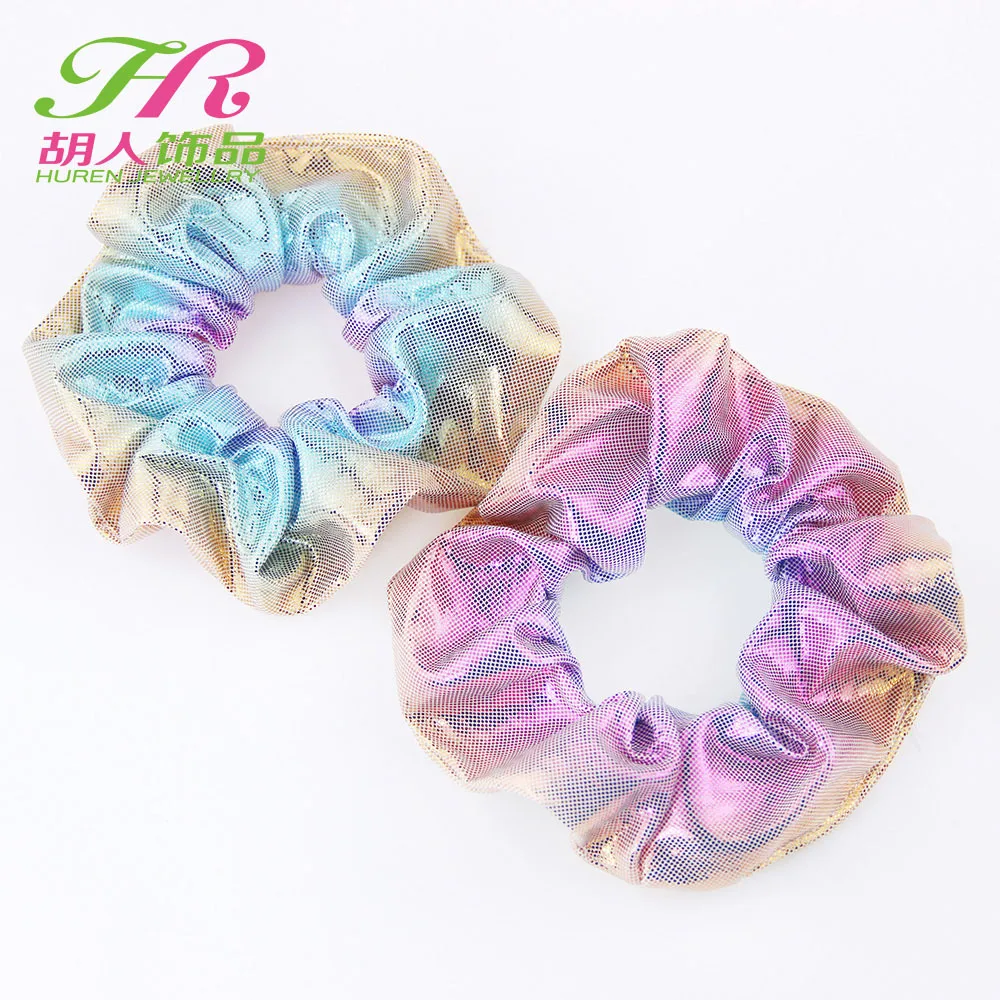 Pink And Blue Новинка, 10 цветов, европейский и американский, лазерная тканевая повязка на голову, бронзовая двухцветная головная повязка со Свинкой, большой кишки, завязанные волосы - Цвет: Pink And Blue