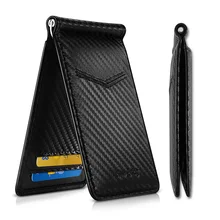 NewBring negro fibra de carbono-aspecto dinero Clip RFID Bloqueo de licencia de conducir ID efectivo