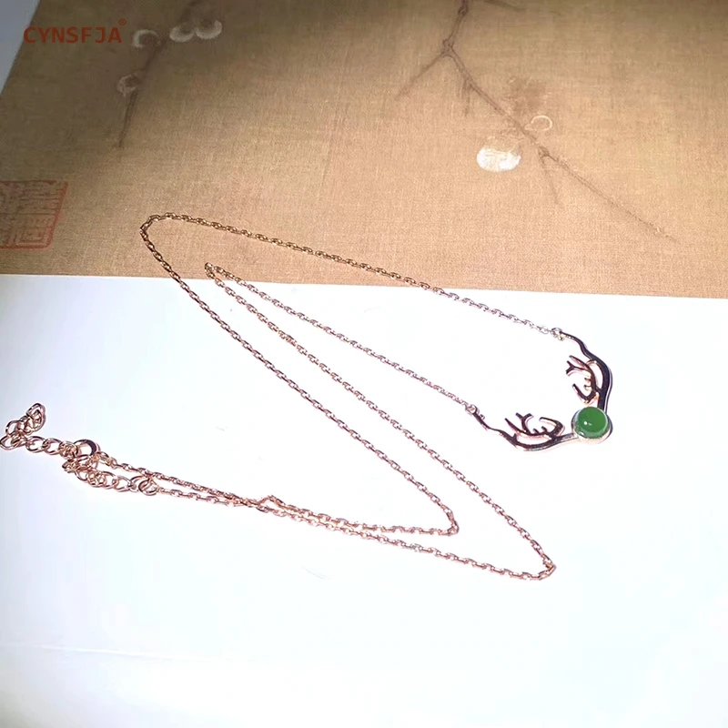 CYNSFJA настоящий Сертифицированный кулон, природная яшма 925 стерлингового серебра ювелирные изделия зеленый нефритовый кулон ожерелье высокого качества лучший подарок