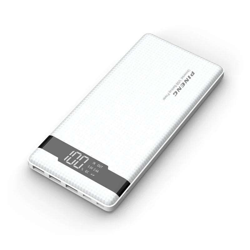 PINENG PN-952 10000mAh power Bank встроенный зарядный кабель Внешний аккумулятор вибрирующий переключатель USB питания - Тип штекера: white