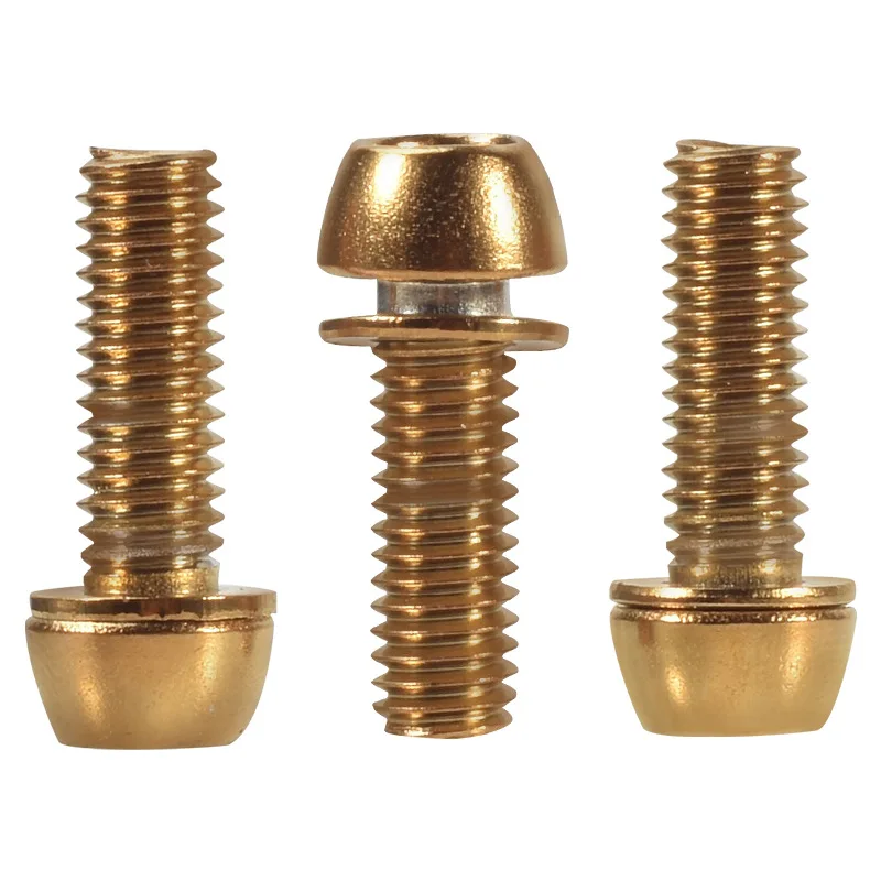 Rainbow Titanium Plated Screw With Washer Bicycle Handlebar Bike Stem Headset Bolts Colorful Gold Screws M5/M6*18mm 6pcs - Color: M6X18MM Gold