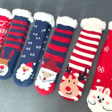 Горячая Распродажа, рождественские носки с изображением снеговиков, забавные зимние теплые носки-тапочки, Женские Толстые Шерстяные Носки с рисунком лося, Длинные новогодние носки