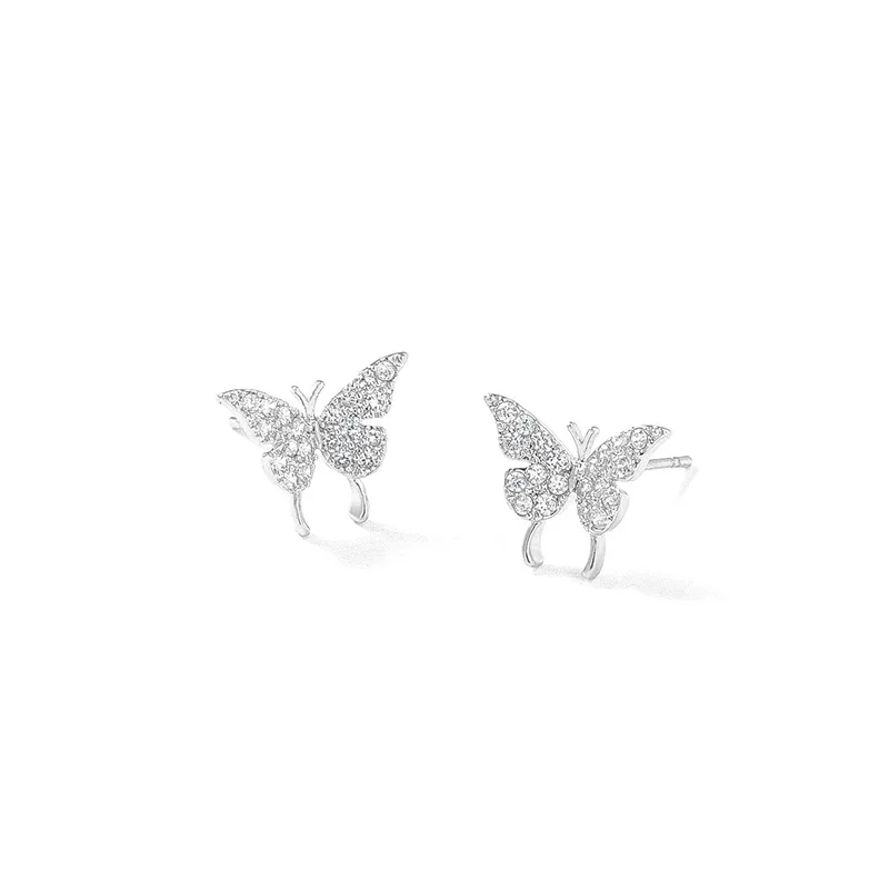 

Dominated New contracted Korean fine crystal butterfly modelling shiny Stud earrings Women sweet joker 2020 fashion earrings