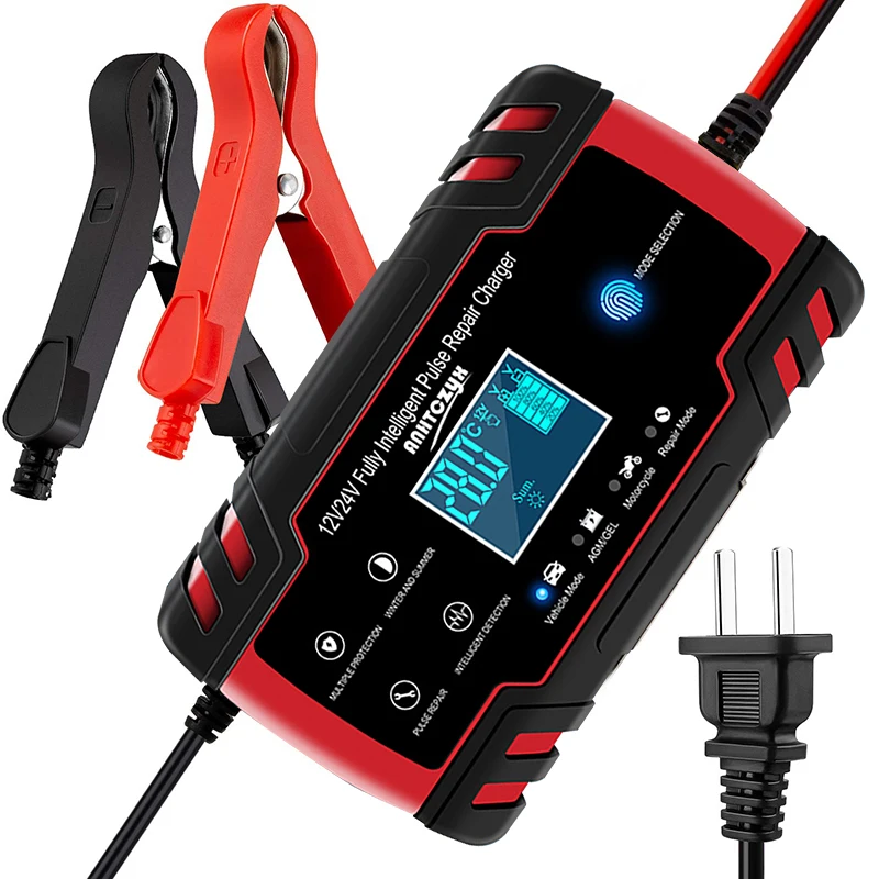 

Full Automatic Car Battery Charger To 12V 24V 8AIntelligent Fast Power Charging Wet Dry Lead Acid AGM Digital LCD Display