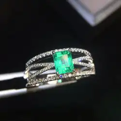 CQT Fine Jewelry G18k кольца с настоящими бриллиантами 18 K золото натуральный изумруд 0.68ct драгоценных камней женские обручальные кольца для женщин