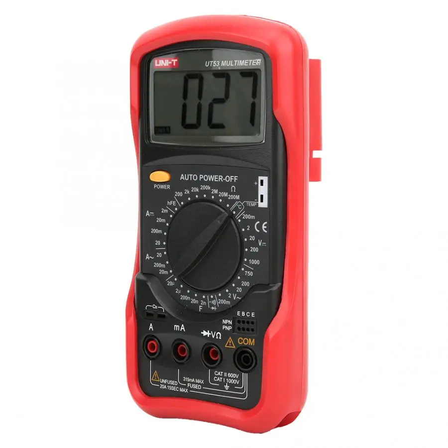 UNI-T UT53 Digital Multimeter AC DC Voltmeter Ammeter Capacitance Ohmmeter Diode/Transistor Temperature Test