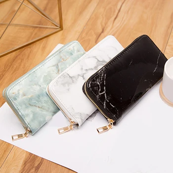 

Casual Women Lady Wallets Purses Totes Feminina Marble Patent Leather Clutch Bags Girls Zipper Card Coin Money Holder Pouch Pack