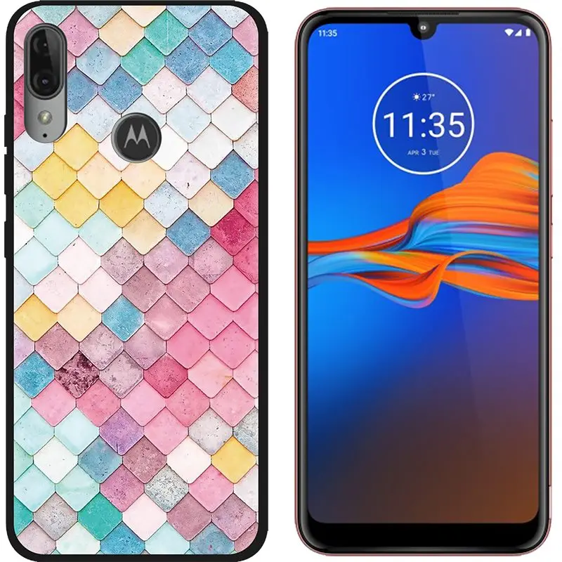 Picture 5 Противоударный задний Чехол для телефона MOTO E6 Plus, цветной чехол для телефона, окрашенный ТПУ силиконовый задний модный абажур, дизайн - Цвет: Picture 5