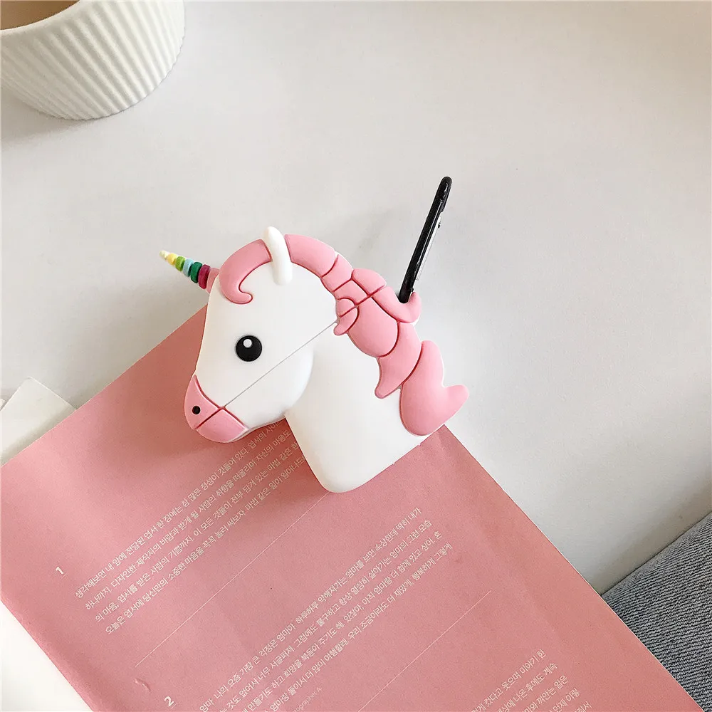 Силиконовый чехол My Little Pony для Airpods Apple милый единорог с радужной гривой мультяшный карабинный ключ звенья цепочки защитный чехол
