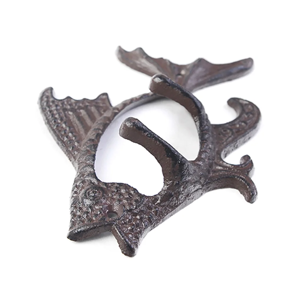 

Bar Retro Double Hanger Decoration Coat Bathroom Hat Wall Cast Iron Hook Goldfish Shape Rack Bedroom Holder