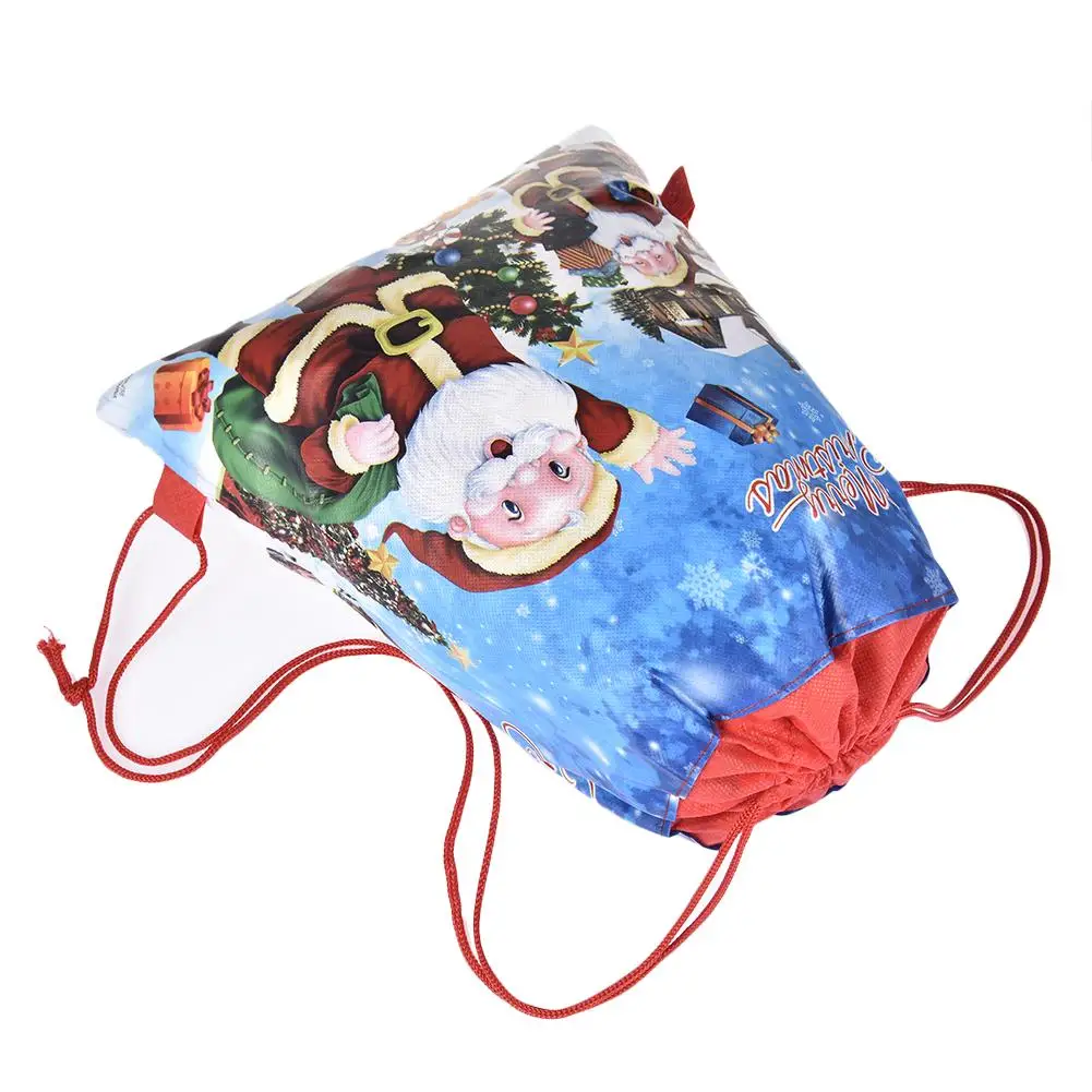 Santa Claus Bag Non-woven Reusable Drawstring Santa Sack Candy Bags Christmas Boys Girls Holiday Party Decorations Backpack Gift