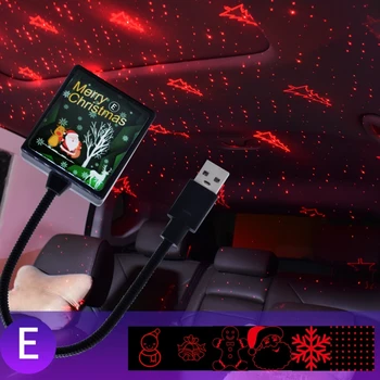 

USB Car Led Decorative Atmosphere Lamp Roof Christmas Night Light Projector Adjustable Automotive Interior Light