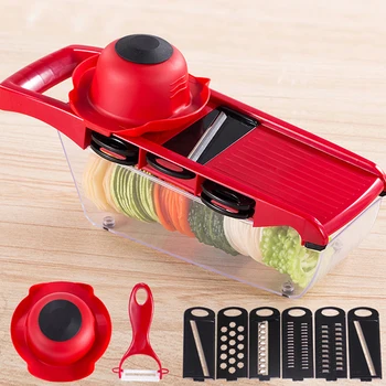 

Manual Potato Slicer Vegetable and Fruit Shredder Mandolin Onion Peeler Carrot Shredded Kitchen Tools Stainless Steel 10pcs/set