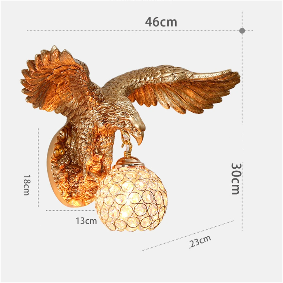 

Modern Resin Eagle Art Wall Lamp Nordic Gold Glass LED Wall Light Living Room Decoration Corridor Wall Light Home Light Fixtures