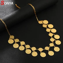 SONYA 45 см+ 5 см арабские ожерелья с монетками для женщин модные ювелирные изделия из монет подарок Ближнего Востока Свадебные/праздничные подарки