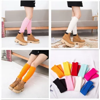 

Winter Leg Warmers Socks Women Candy Color Lady Long Socks Solid Knit Loose Style Boot Knee High Boot Stockings boots leg
