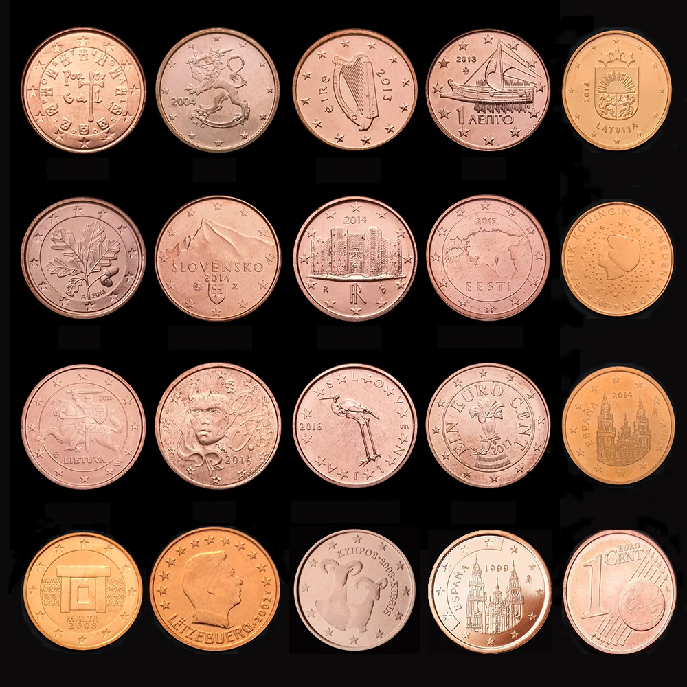 

19 Country Eu Europe 1 Cent Coin Eurozone Original Coins New UNC