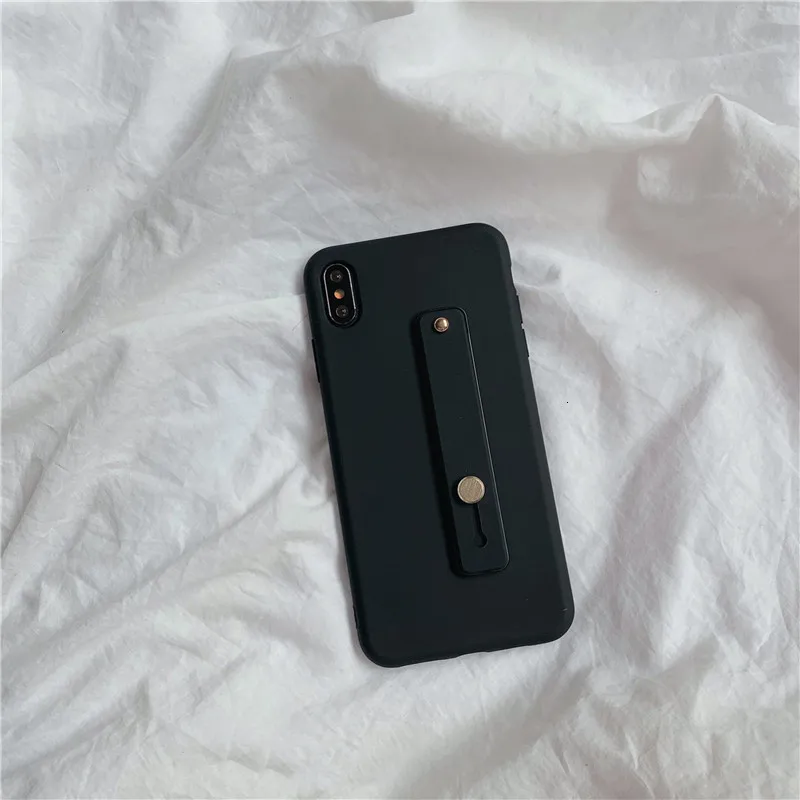 Ремешок на запястье кронштейн чехол для телефона для iphone 11 Pro Max XR XS MAX X 7 8 6 6s Plus карамельный цвет Силиконовые мягкие чехлы держатель на руку
