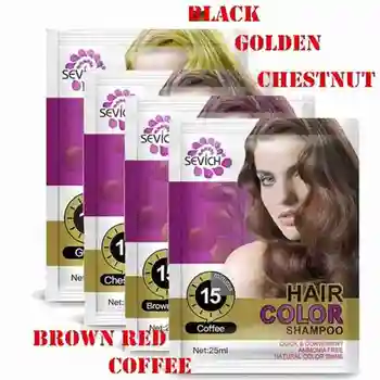 

25ml Herbal Black Hair Magic Fast Dye Shampoo Color Hair Dye Shampoo Natural Organic Brown Red Gold Hair Dye 1/10 packs