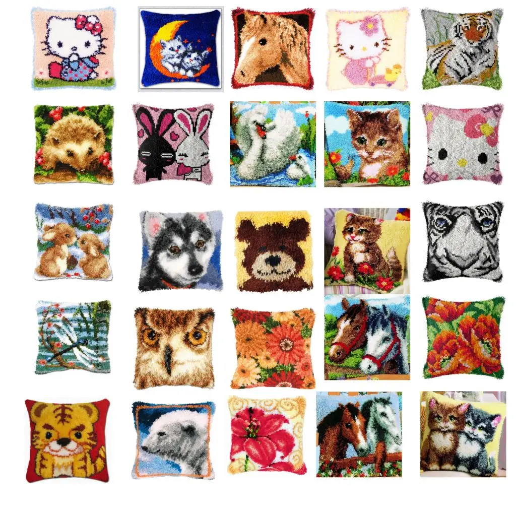 

1BZ471 Hook Rug Kit DIY Unfinished Crocheting Yarn Mat Latch Hook Rug Kit Floor