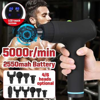 

2020 Electric Massage Guns Smart Touch Fascia Percussion Deep Vibration Muscle Massager Cordless 4/6 Massage Heads LCD Display