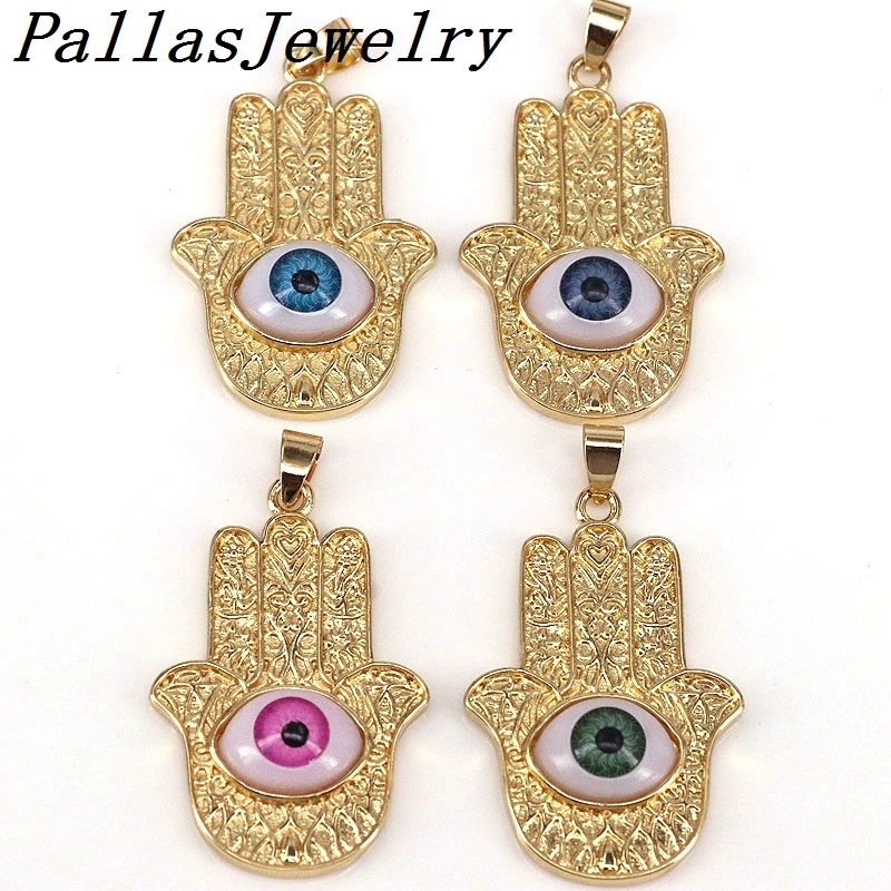 

10Pcs Hamsa Hand Eye Charms For Jewelry Making, Hand Shape Eye Designer Charms, Gold Color Charms Copper DIY Accessories