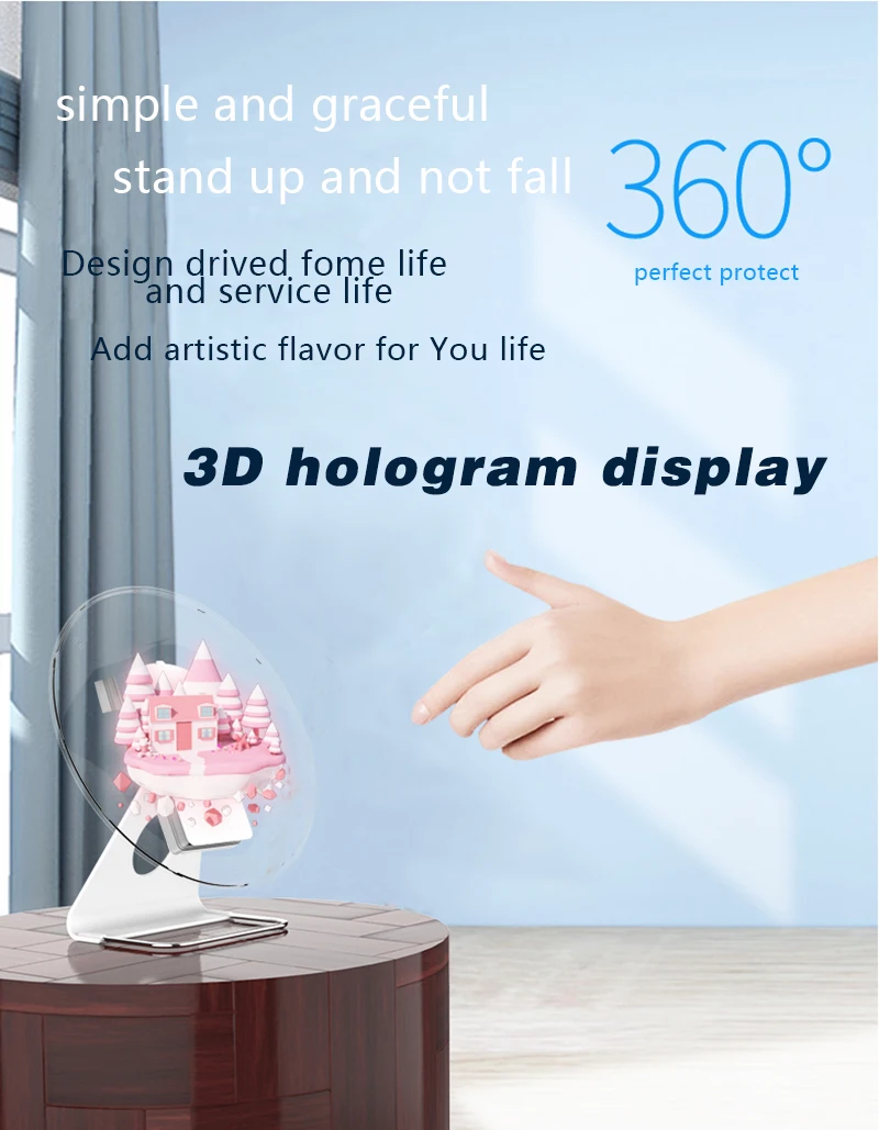 30 см портативный 3D голографический вентилятор имеет крышку портативный источник питания Настольный дисплей 3D светодиодный вентилятор холиграмма diaplay голографическая реклама