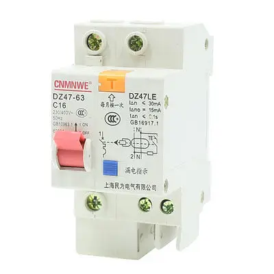 AC 230/400V 16A 1 полюс защита от перегрузки ELCB прерыватель цепи при утечке на землю