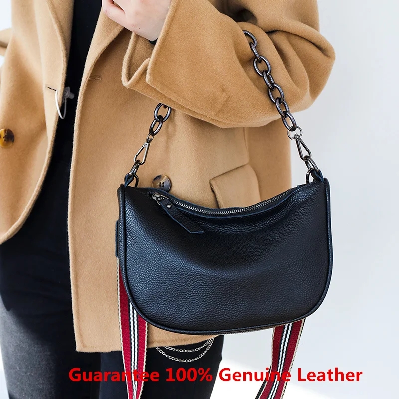 Hot Fashion Genuine Leather women Messenger bag Chain Shoulder Bags Womens bag Luxury Brand High Quality cowhide Ladies Handbag