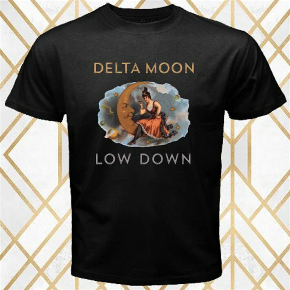 Delta Moon низкий вниз Блюз рок группа альбом Обложка Мужская Черная Футболка размер
