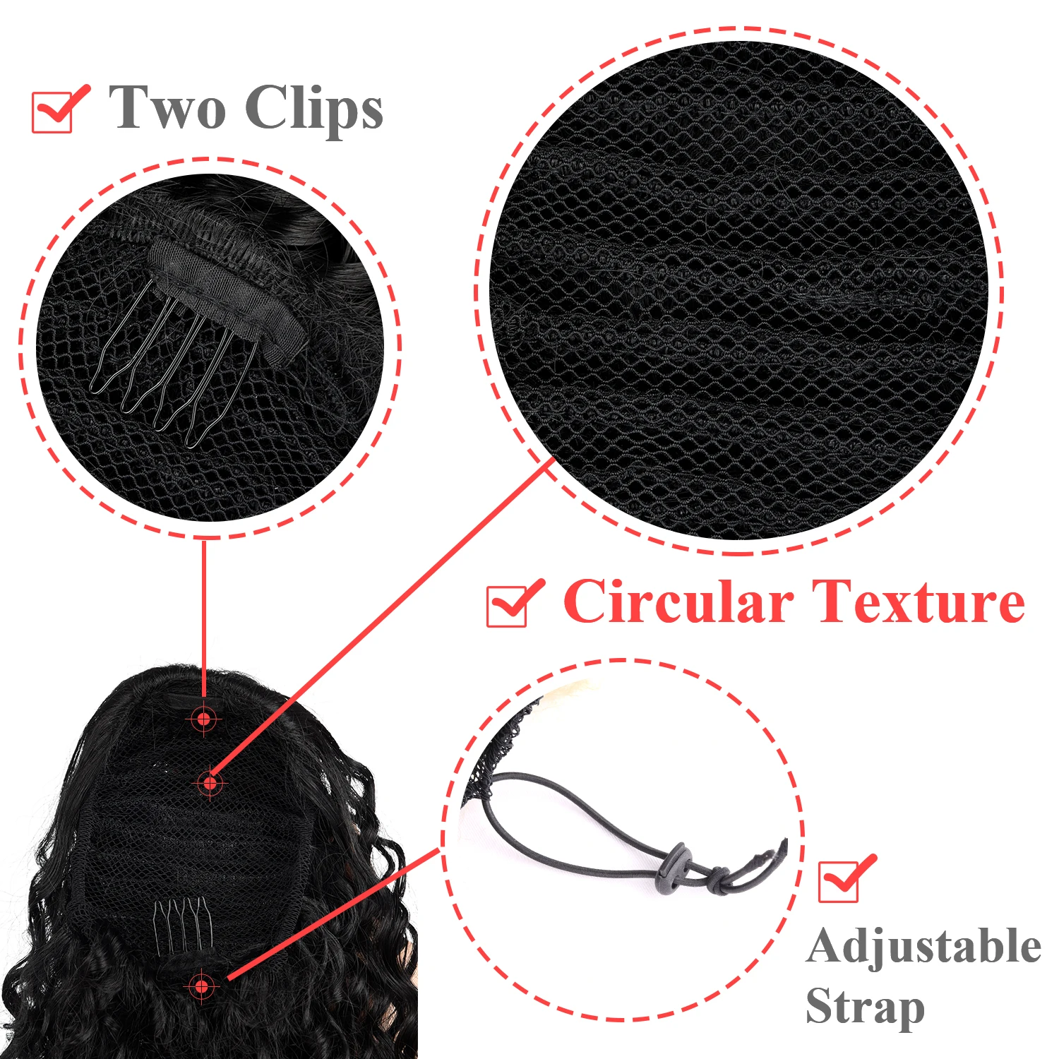 DinDong Synthetic 12INCH Puff Afro Kinky Curly Ponytail 120g/Pack Wrap Clips in Ponytail Hair Extensions African American