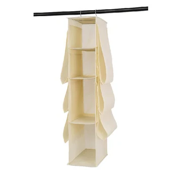 

10 Pockets Home Bedroom Dustproof Hanging Closet Storage Bag Purse Handbag Organizer Non Woven Fabrics With Hooks Large Capacity