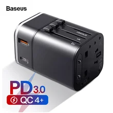Baseus Быстрая зарядка 4,0 3,0 USB зарядное устройство адаптер питания QC QC4.0 QC3.0 usb type C PD Быстрая зарядка розетка для Великобритании/ЕС/Австралии/США