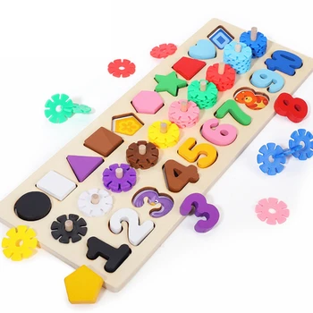

Kids Math Toys For Toddlers Educational Wooden Puzzle Toys Count Number Shape Matching Sorter Montessori Games Board Toy Gifts