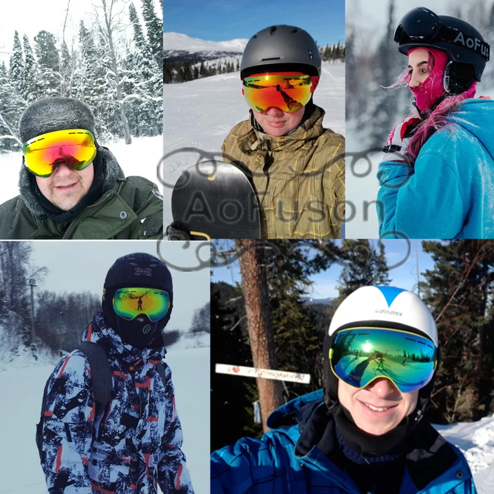 Ski Snowboard Goggles, Professional Snow Wide Angle Glasses With Double Layers Anti-Fog UV400 Men Women Snowmobile Ski Googles 6