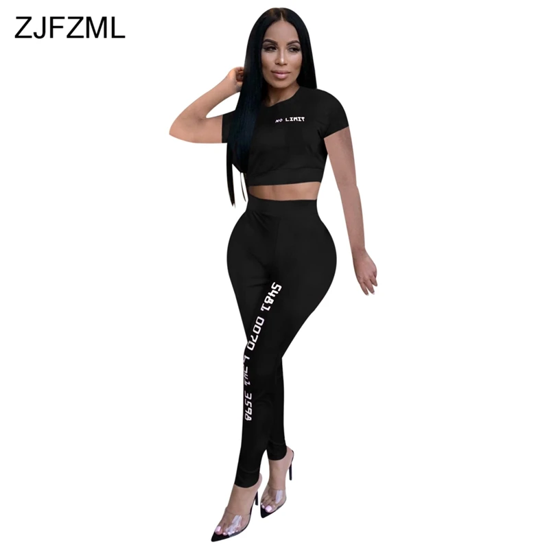Женский фитнес спортивный комплект из двух предметов с буквенным принтом