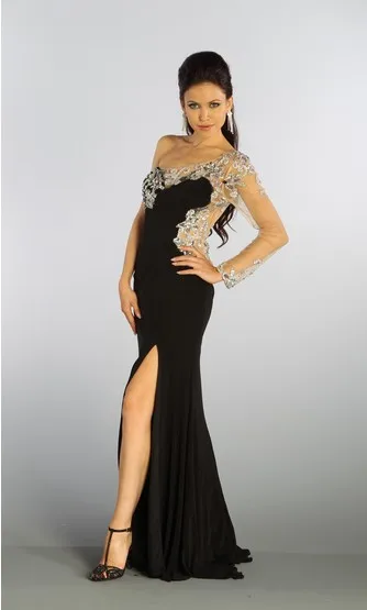 enude, платье с бисером, длинное платье vestidos, Длинные вечерние платья фиолетового цвета, сексуальные платья для выпускного вечера с рукавами