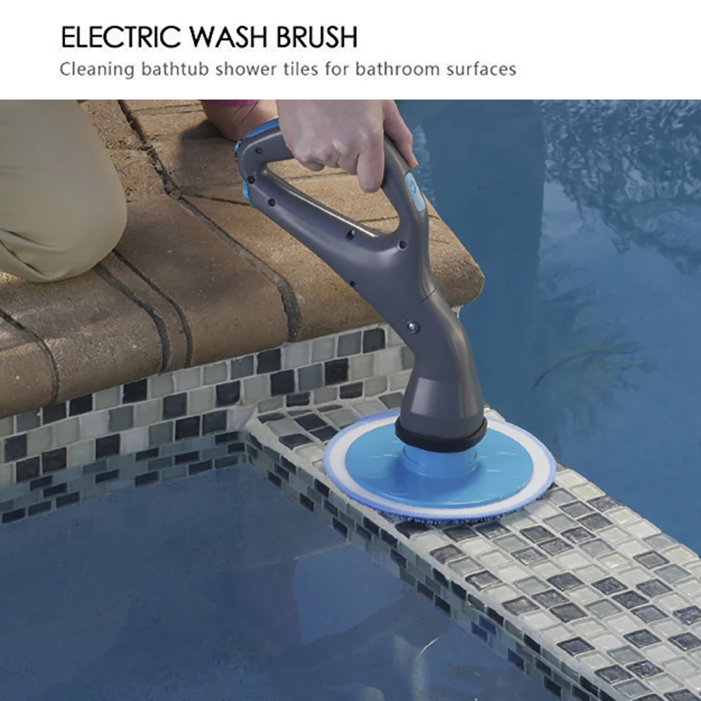 

Swimming Pool 4pcs Power Scrubber Brush Set Strong Torque Rechargeable Drill Scrubber Brush House Car Cleaning Cordless Scrubber