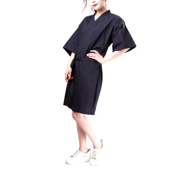 

Salon Client Gown Robes Cape Hair Salon Hair Cutting Smock For Clients Kimono Style (Black)