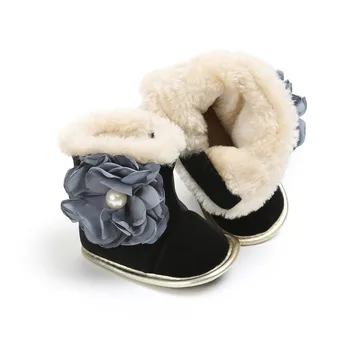 

Winter Baby Boots Newborn Plus Velvet Sweet Flowers Non-Slip Warm Boots Fashion Baby Shoes For Girls w
