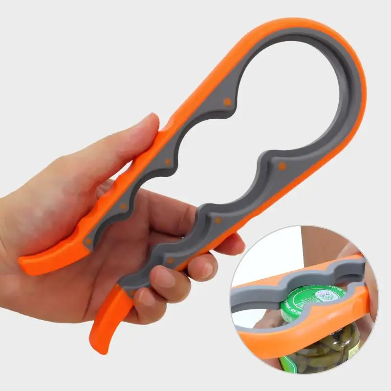 

Multi-function 4 in 1 Can Opener anti-skid Lid Screw Jam Bottle Opener Manual Twist Cap Bottle Launcher Opener Kitchen Gadget#1