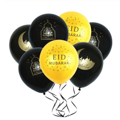 Смешанная золото конфетти воздушные шары Eid mubarak Рамадан ИД черного цвета с украшениями гелиевый баллон для мусульманских ИД для вечерние воздушный шар - Цвет: 10pcs