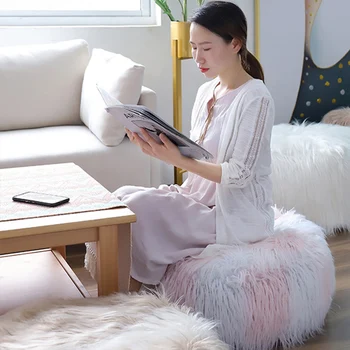 

Creative Plush Round Ottoman Stool Cover for Living Room Decrative Inflatable Tatami Bench POUF Futon Foot Cushion