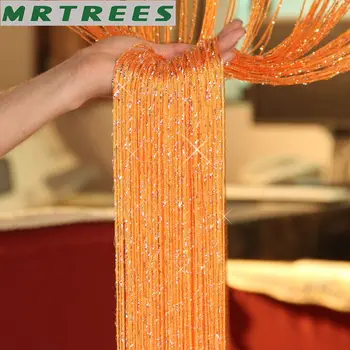 

3x3m String Curtain Shiny Tassel Line Curtains For Living Room Kitchen Window Door Divider Drape Decor Valance