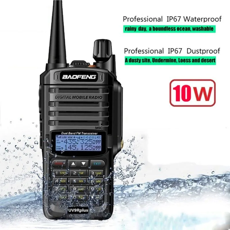 Baofeng UV-9R plus Высокая мощность обновление водонепроницаемый walkie talkie 10 Вт для двухсторонней радиосвязи дальнего радиуса действия 10 км 4500/4800 мАч ЕС Plug