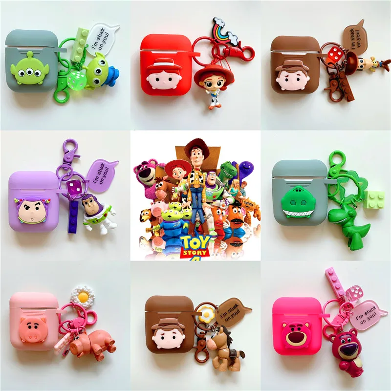 

3D Cute Toy Story Wireless Bluetooth Earphone Case For Apple AirPods Soft Silicone Headphones Cases For Airpods Protective Cover