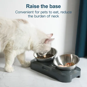 

Cat Dog Non-Slip Stand Bowls Elevated 15 Degree Tilted Pet Neck Care Raised Stainless Steel Pet Feeding Bowl puppy accessories