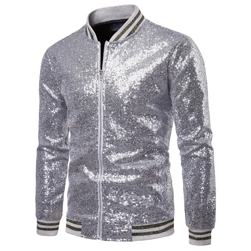 Men Shiny Blazers Gold Sequin Glitter Suit Jackets Male Nightclub Zipper Suit Blazer DJ Stage Blazers mens blazer